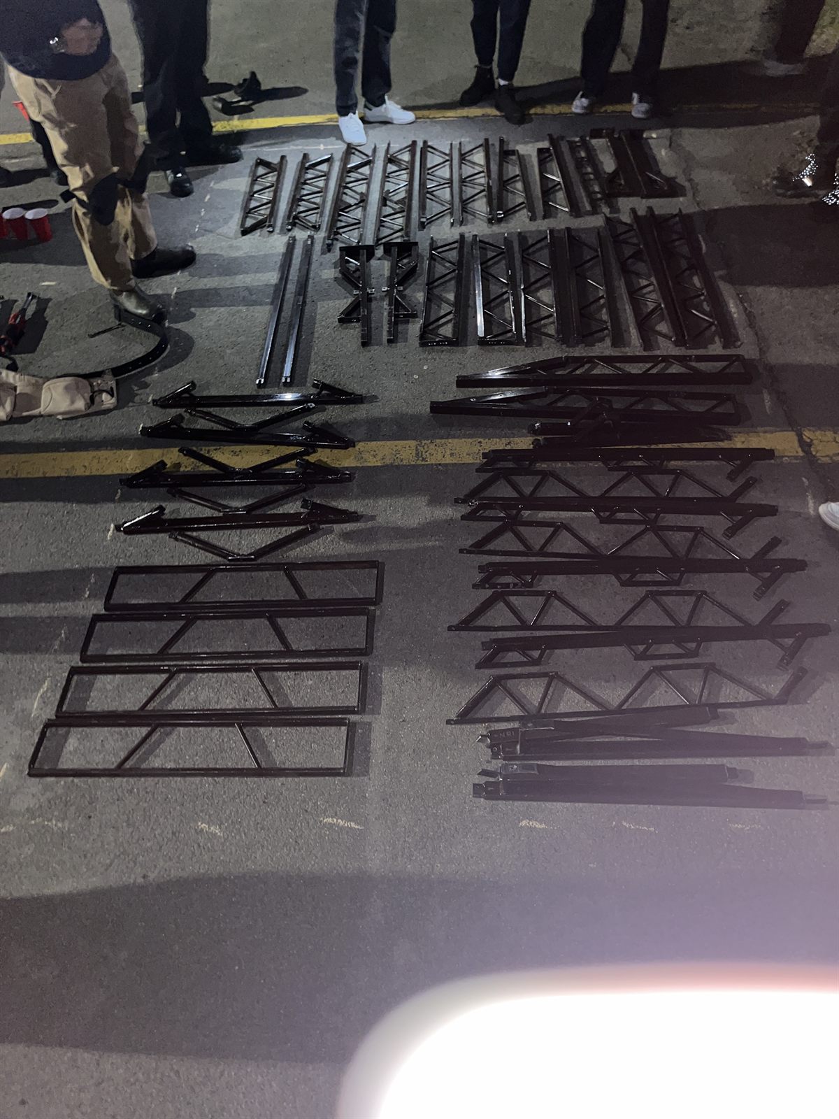 The fabricated bridge members laid out